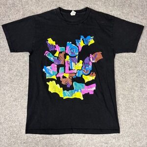 Vintage Danskin Abstract Graphic‎ T-Shirt Black Single Stitch Made in USA Small